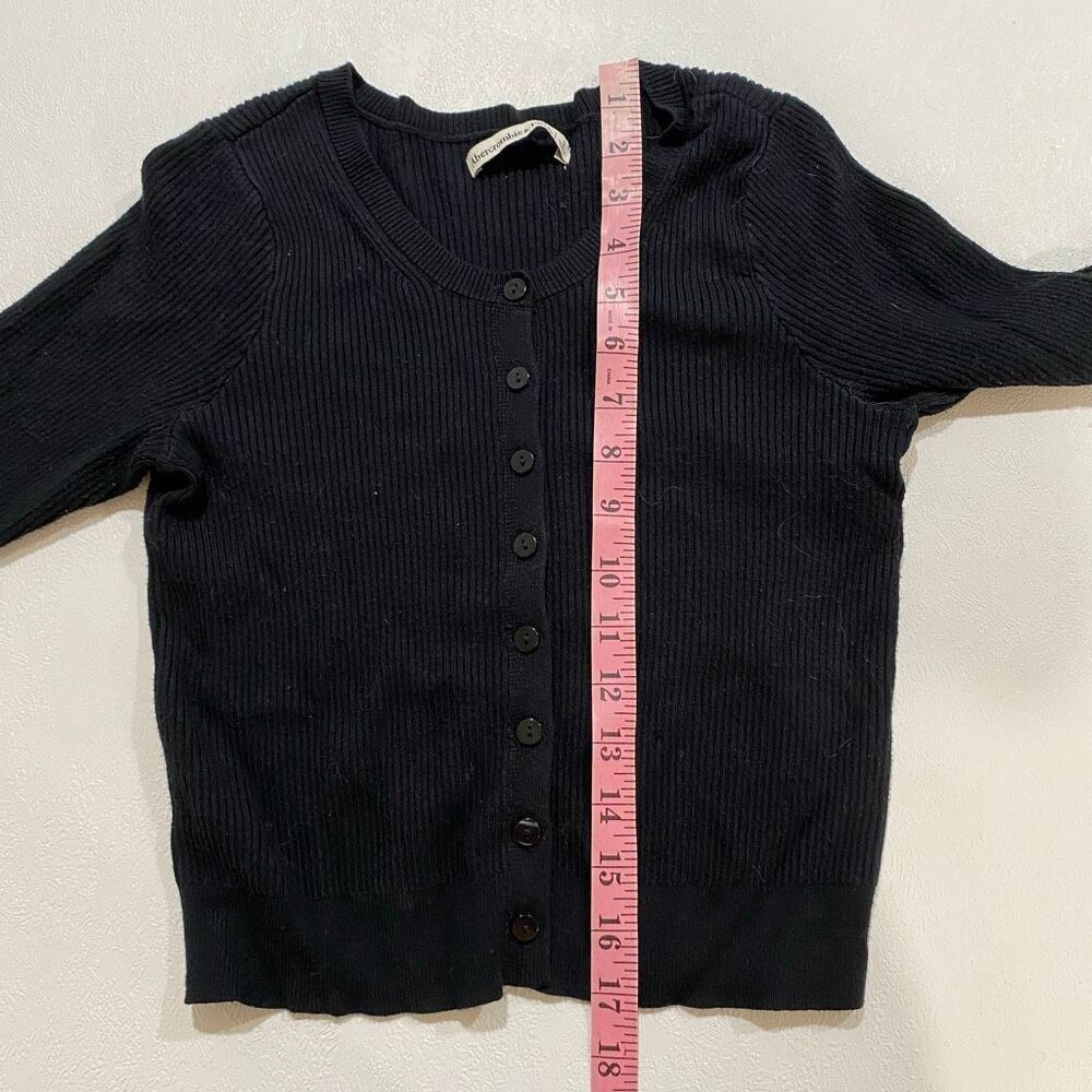 Abercrombie & Fitch Black Ribbed Cropped Cardigan Sweater Small - Picture 6 of 6